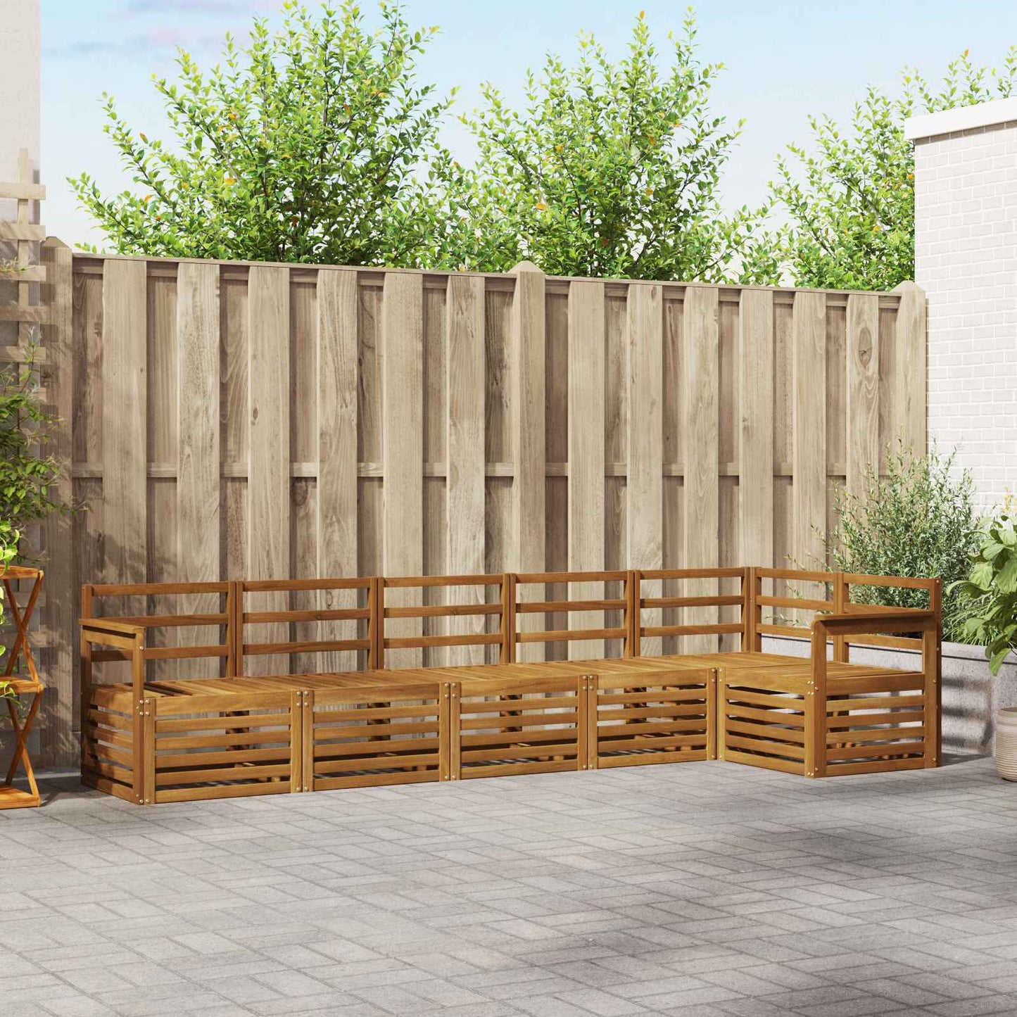 Set divano sezionale 6 pcs Naturale Legno di Acacia Massello | homemem39