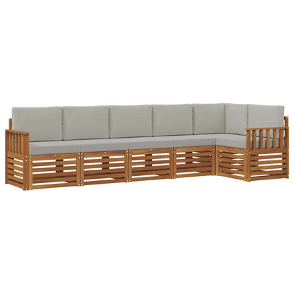 Set divano sezionale con cuscino 6 pcs Grigio Naturale e Chiaro | homemem39