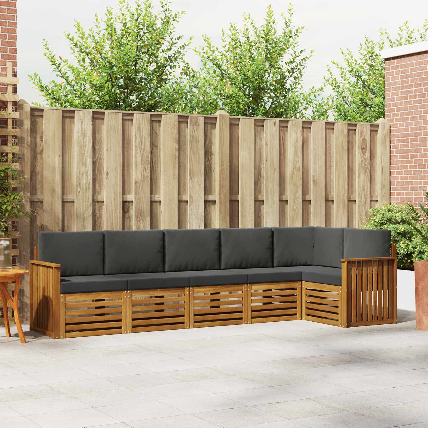Set divano sezionale con cuscino 6 pcs Naturale e Antracite | homemem39