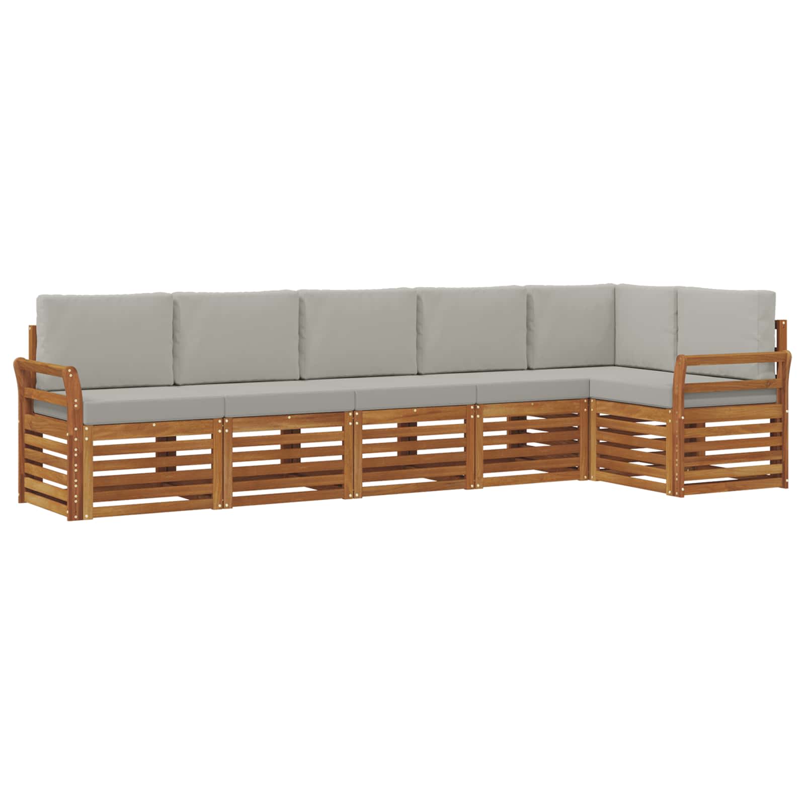 Set divano sezionale con cuscino 6 pcs Grigio Naturale e Chiaro | homemem39