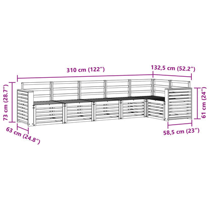 Set divano sezionale 6 pcs Naturale Legno di Acacia Massello | homemem39