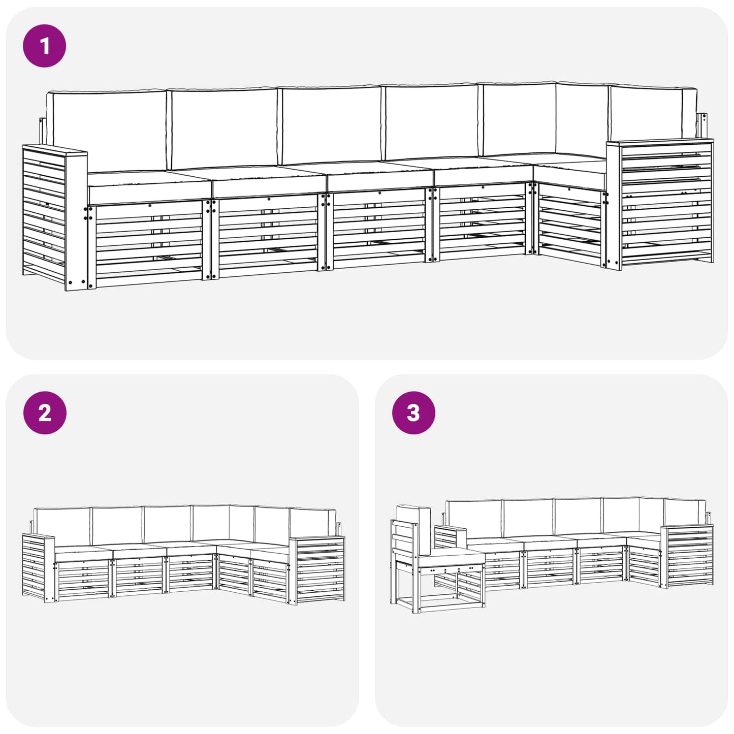 Set divano sezionale con cuscino 6 pcs Naturale e Crema | homemem39