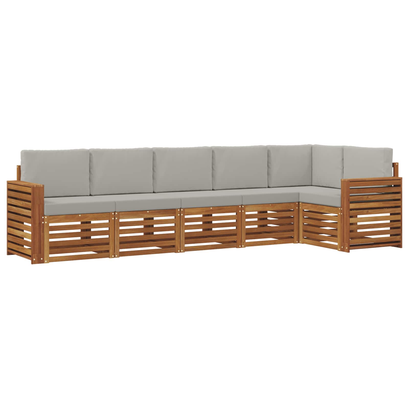 Set divano sezionale con cuscino 6 pcs Grigio Naturale e Chiaro | homemem39