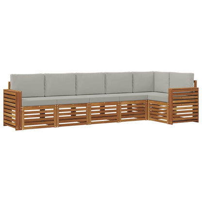 Set divano sezionale con cuscino 6 pcs Grigio Naturale e Chiaro | homemem39