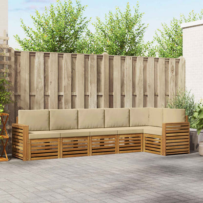 Set divano sezionale con cuscino 6 pcs Naturale e Beige
