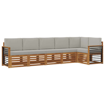 Set divano sezionale con cuscino 6 pcs Grigio Naturale e Chiaro | homemem39