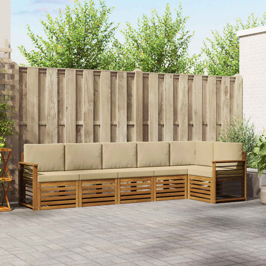 Set divano sezionale con cuscino 6 pcs Naturale e Beige