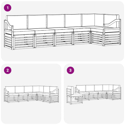 Set divano sezionale con cuscino 6 pcs Naturale e Antracite | homemem39