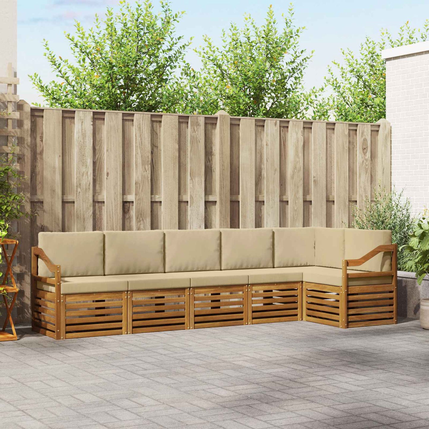 Set divano sezionale con cuscino 6 pcs Naturale e Beige