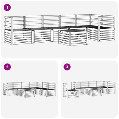Set divano sezionale 7 pcs Naturale Legno di Acacia Massello | homemem39