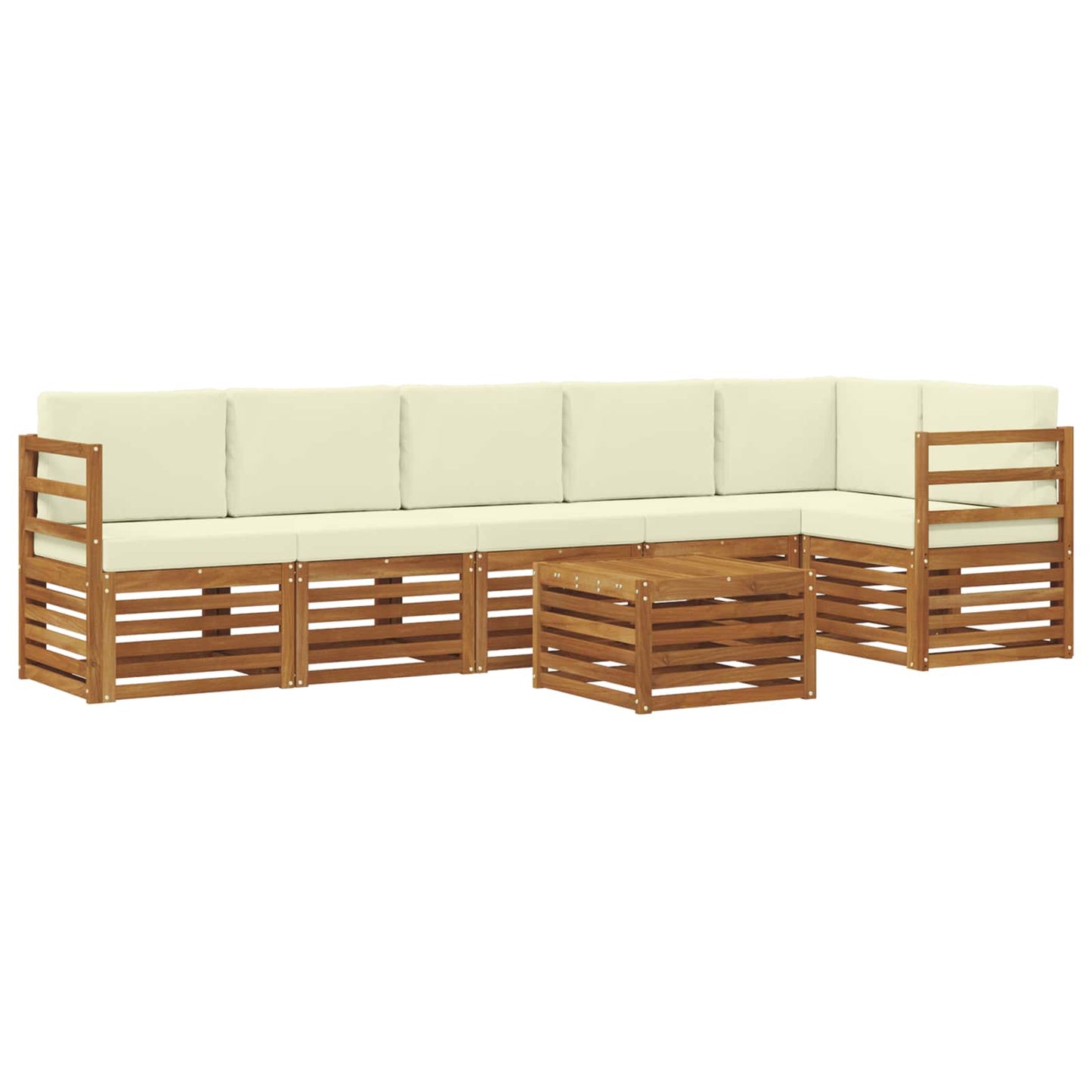 Set divano sezionale con cuscino 7 pcs Naturale e Crema | homemem39