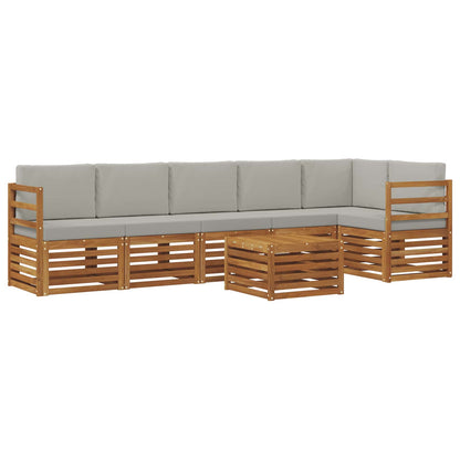 Set divano sezionale con cuscino 7 pcs Grigio Naturale e Chiaro | homemem39