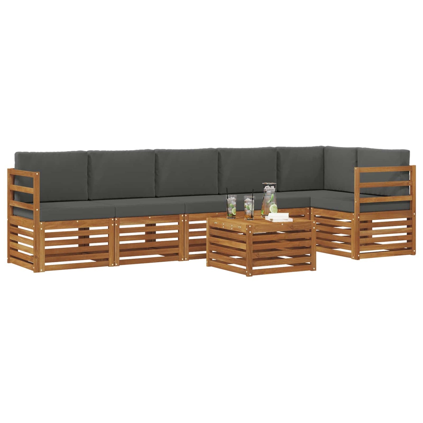 Set divano sezionale con cuscino 7 pcs Naturale e Antracite | homemem39