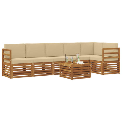 Set divano sezionale con cuscino 7 pcs Naturale e Beige