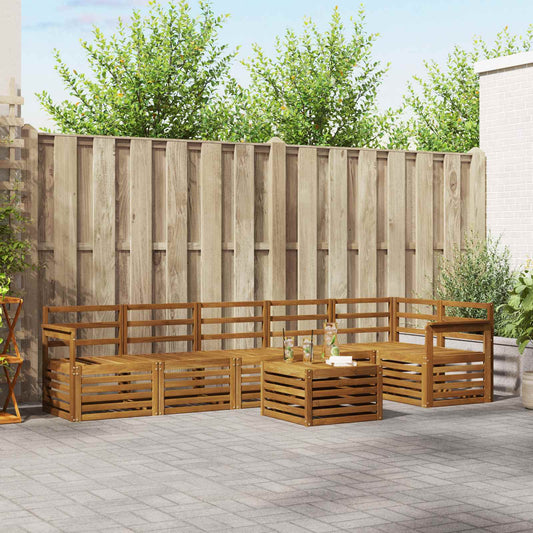 Set divano sezionale 7 pcs Naturale Legno di Acacia Massello