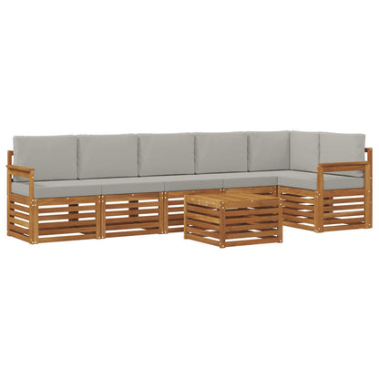 Set divano sezionale con cuscino 7 pcs Grigio Naturale e Chiaro