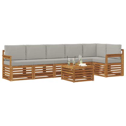 Set divano sezionale con cuscino 7 pcs Grigio Naturale e Chiaro