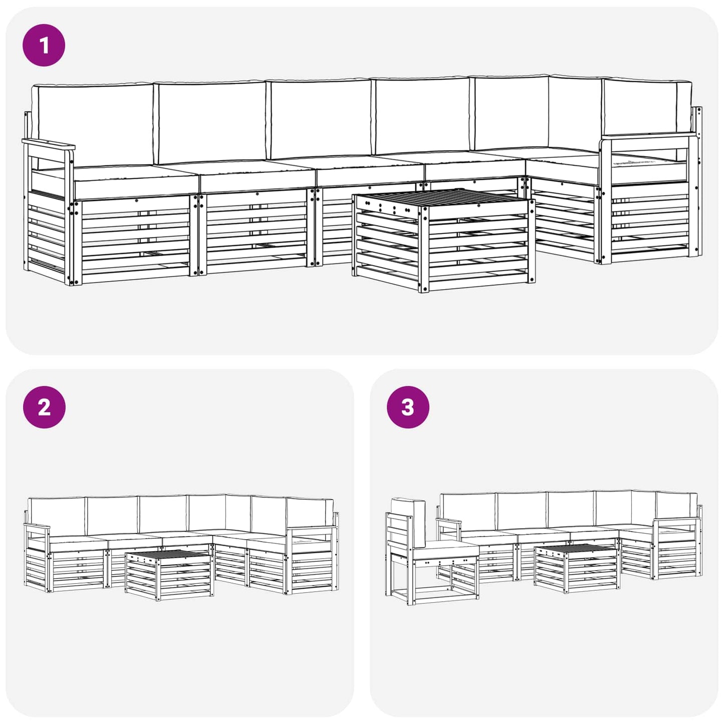 Set divano sezionale con cuscino 7 pcs Naturale e Antracite