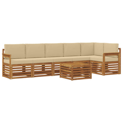Set divano sezionale con cuscino 7 pcs Naturale e Beige