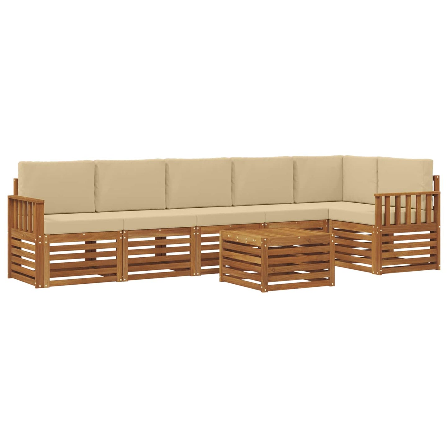 Set divano sezionale con cuscino 7 pcs Naturale e Beige