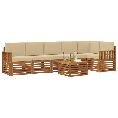 Set divano sezionale con cuscino 7 pcs Naturale e Beige