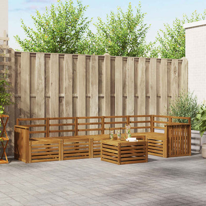 Set divano sezionale 7 pcs Naturale Legno di Acacia Massello