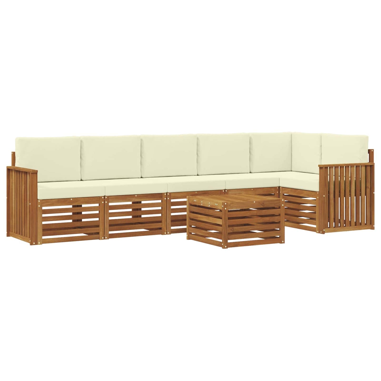 Set divano sezionale con cuscino 7 pcs Naturale e Crema