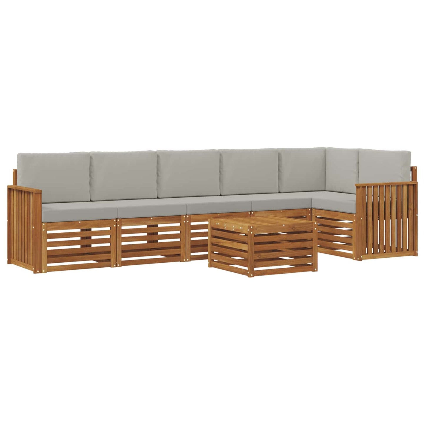Set divano sezionale con cuscino 7 pcs Grigio Naturale e Chiaro | homemem39