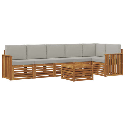 Set divano sezionale con cuscino 7 pcs Grigio Naturale e Chiaro | homemem39