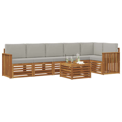 Set divano sezionale con cuscino 7 pcs Grigio Naturale e Chiaro