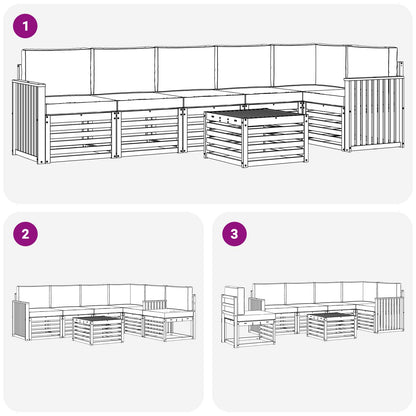 Set divano sezionale con cuscino 7 pcs Naturale e Antracite | homemem39