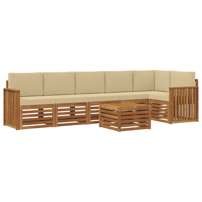 Set divano sezionale con cuscino 7 pcs Naturale e Beige