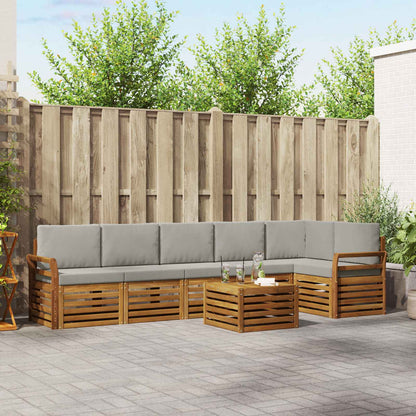 Set divano sezionale con cuscino 7 pcs Grigio Naturale e Chiaro