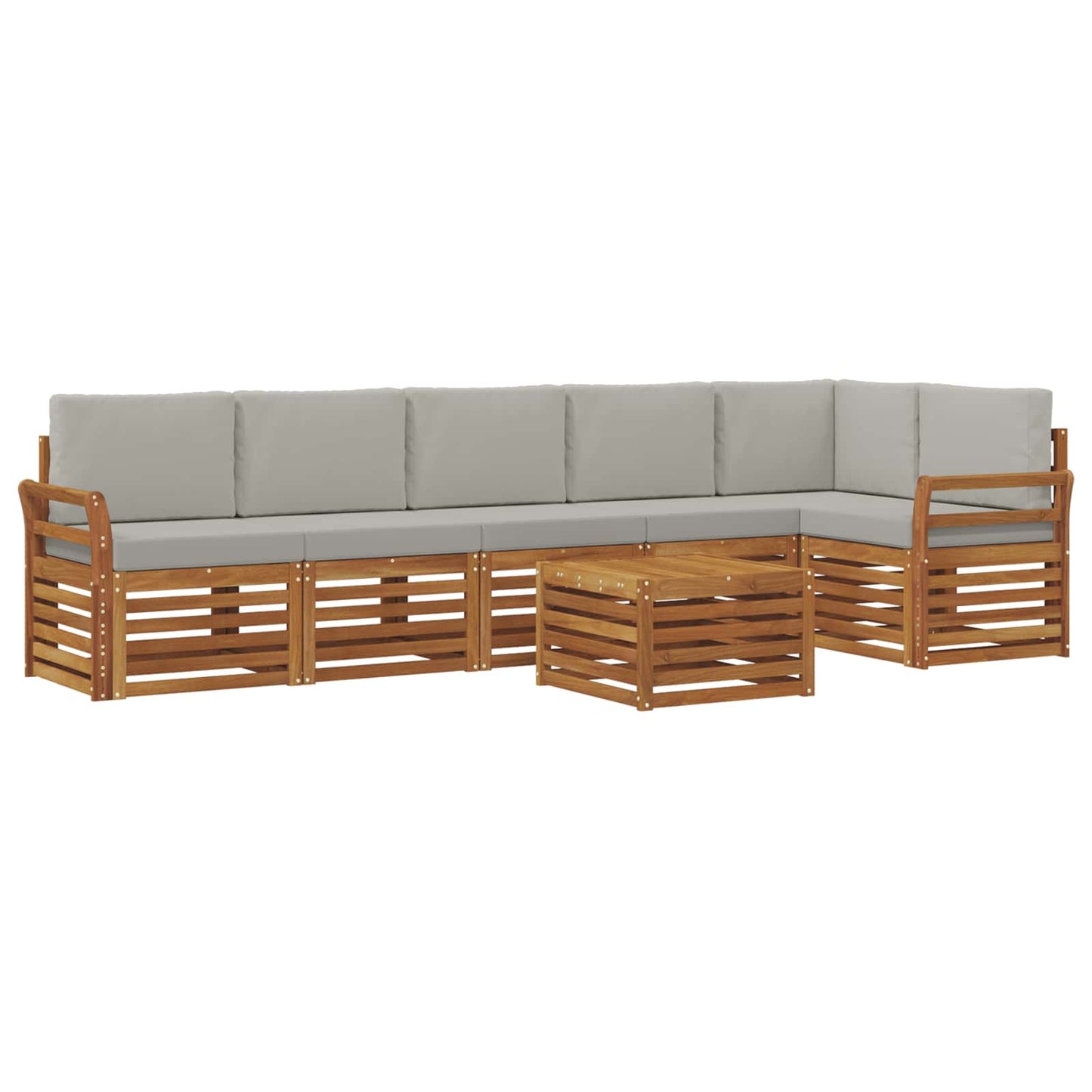 Set divano sezionale con cuscino 7 pcs Grigio Naturale e Chiaro | homemem39