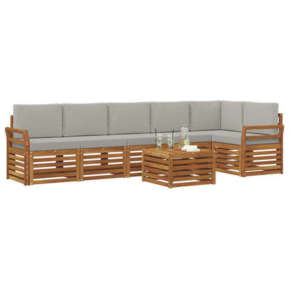 Set divano sezionale con cuscino 7 pcs Grigio Naturale e Chiaro | homemem39