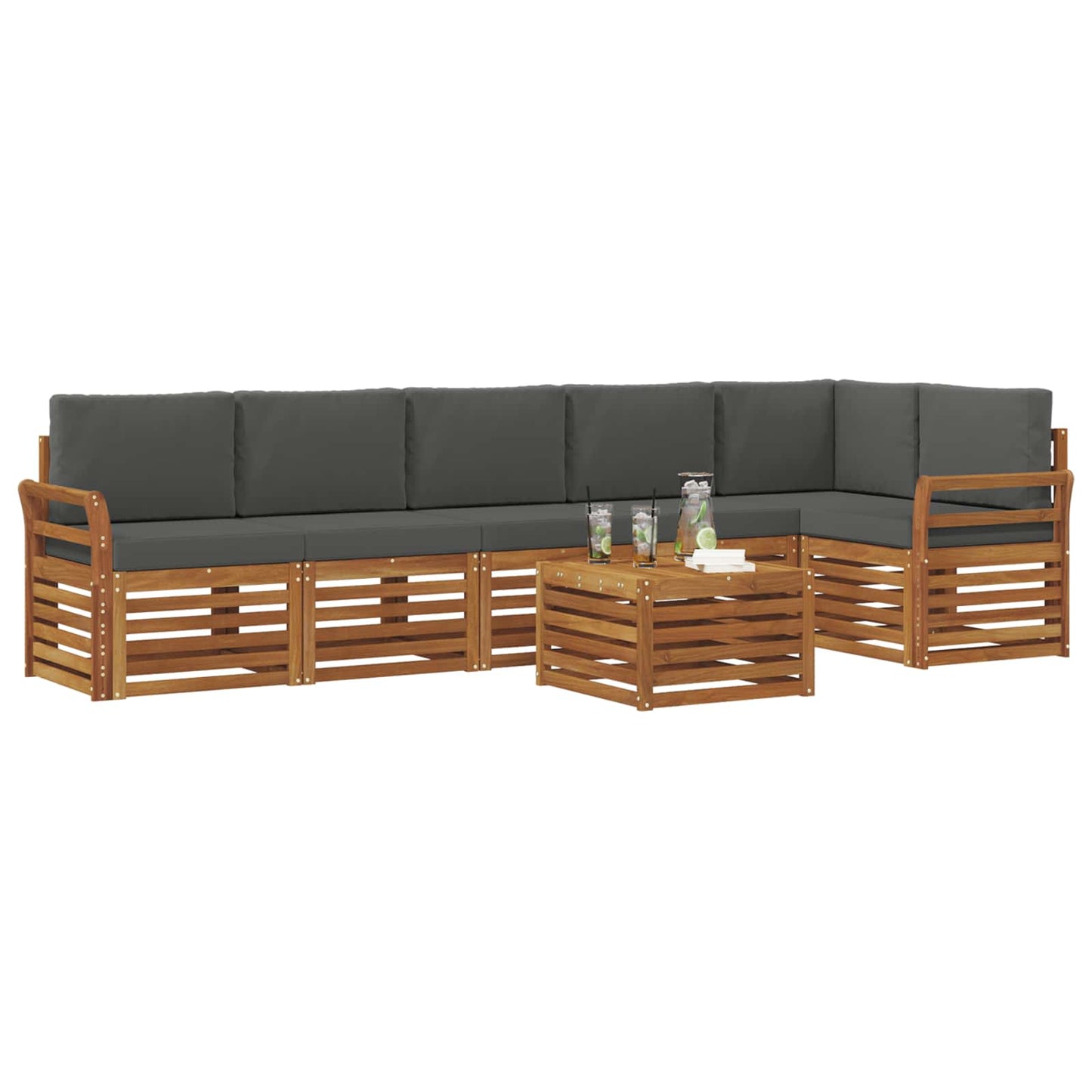 Set divano sezionale con cuscino 7 pcs Naturale e Antracite