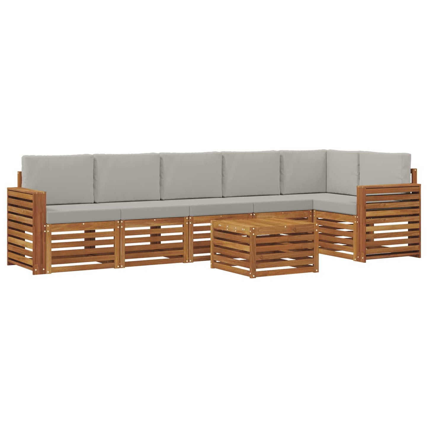 Set divano sezionale con cuscino 7 pcs Grigio Naturale e Chiaro