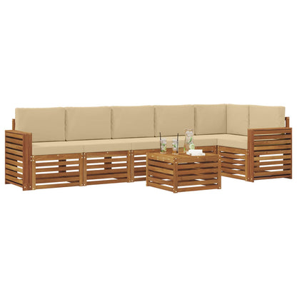 Set divano sezionale con cuscino 7 pcs Naturale e Beige