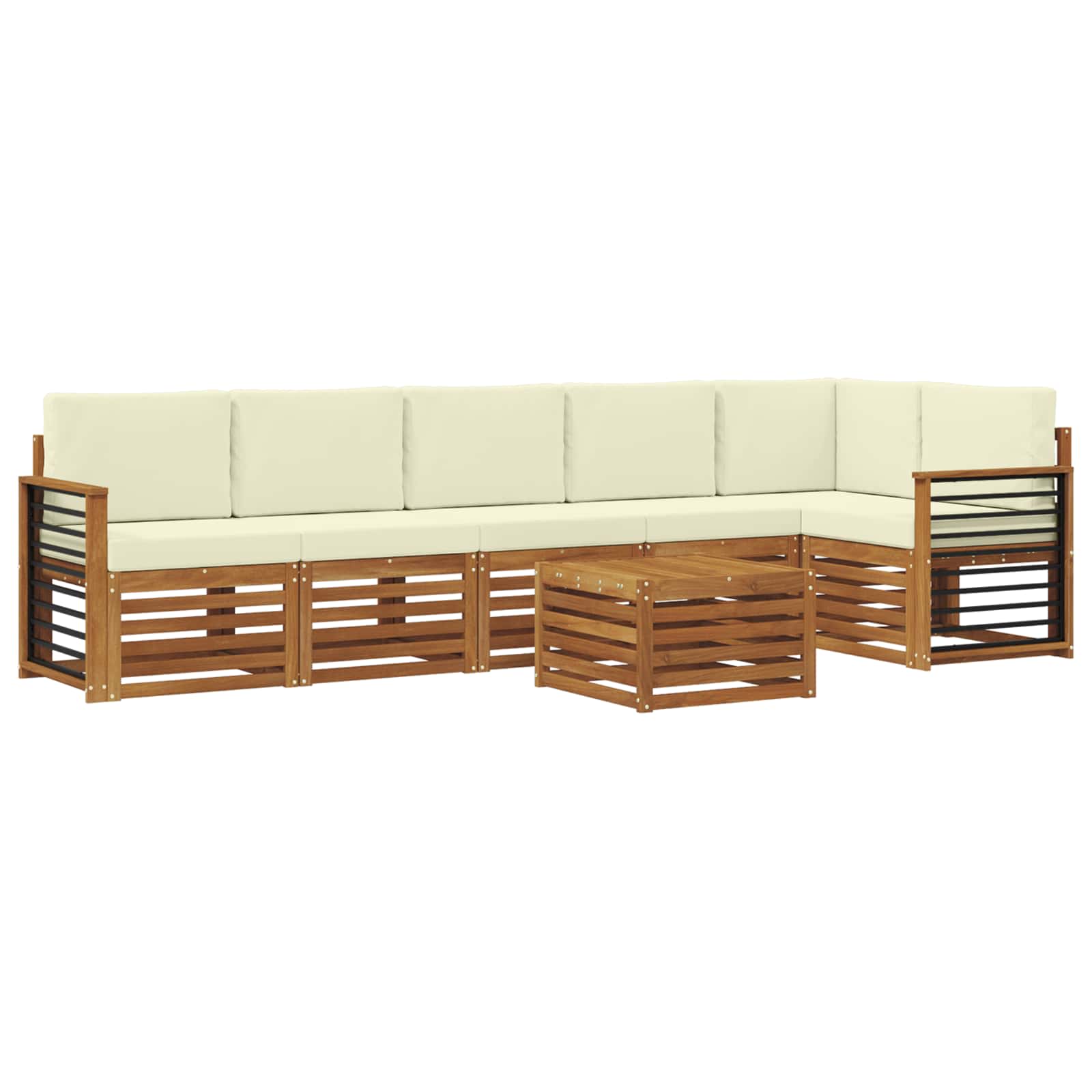 Set divano sezionale con cuscino 7 pcs Naturale e Crema | homemem39