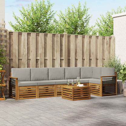 Set divano sezionale con cuscino 7 pcs Grigio Naturale e Chiaro