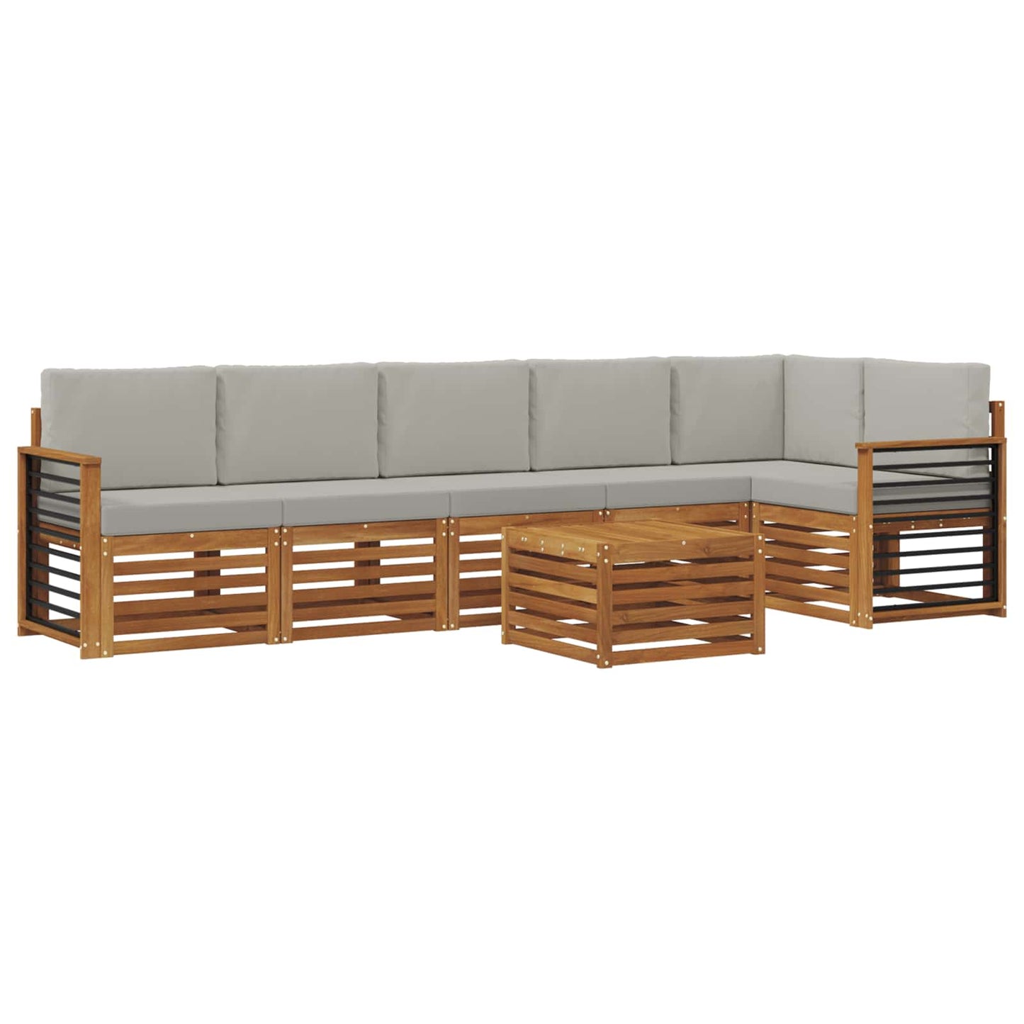 Set divano sezionale con cuscino 7 pcs Grigio Naturale e Chiaro