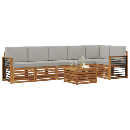 Set divano sezionale con cuscino 7 pcs Grigio Naturale e Chiaro