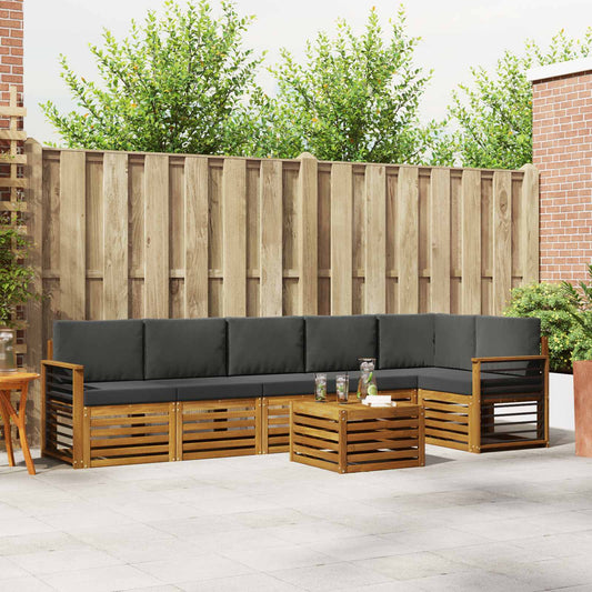 Set divano sezionale con cuscino 7 pcs Naturale e Antracite | homemem39