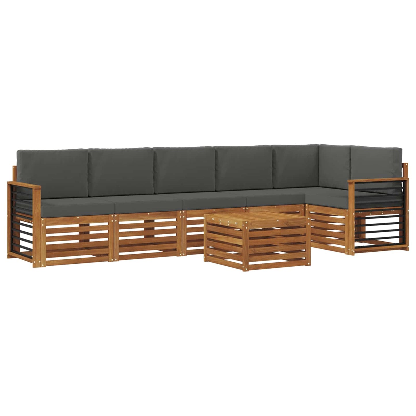 Set divano sezionale con cuscino 7 pcs Naturale e Antracite | homemem39