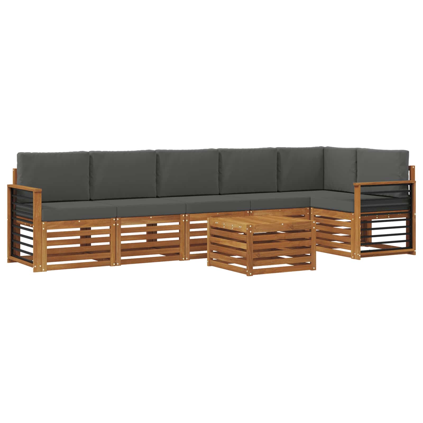 Set divano sezionale con cuscino 7 pcs Naturale e Antracite | homemem39