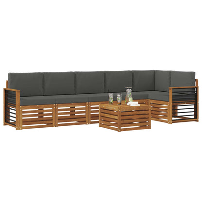 Set divano sezionale con cuscino 7 pcs Naturale e Antracite | homemem39