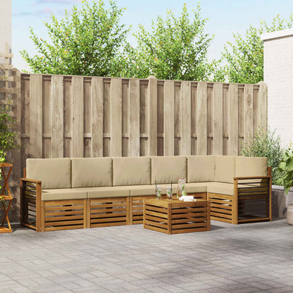 Set divano sezionale con cuscino 7 pcs Naturale e Beige