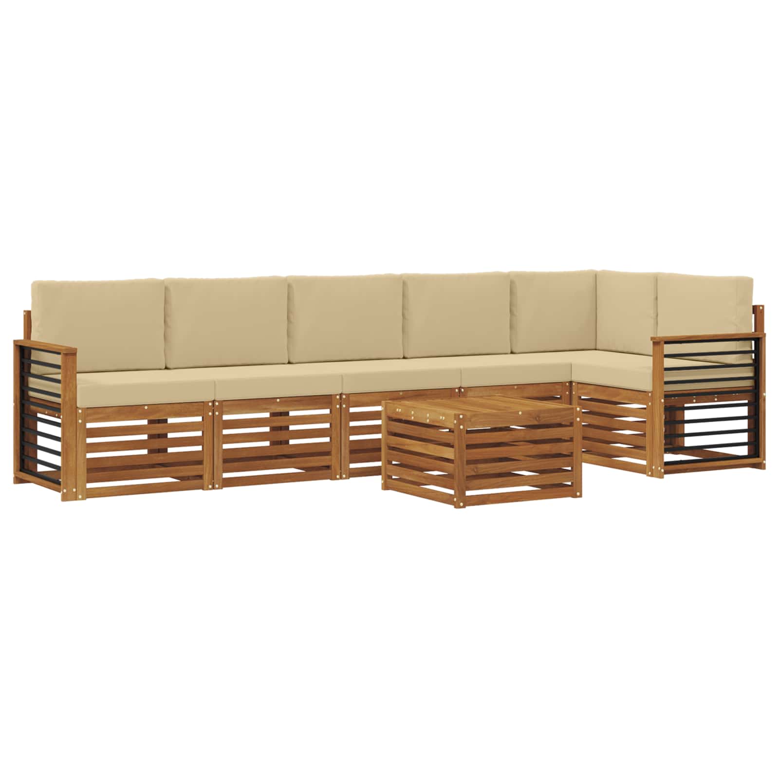 Set divano sezionale con cuscino 7 pcs Naturale e Beige | homemem39