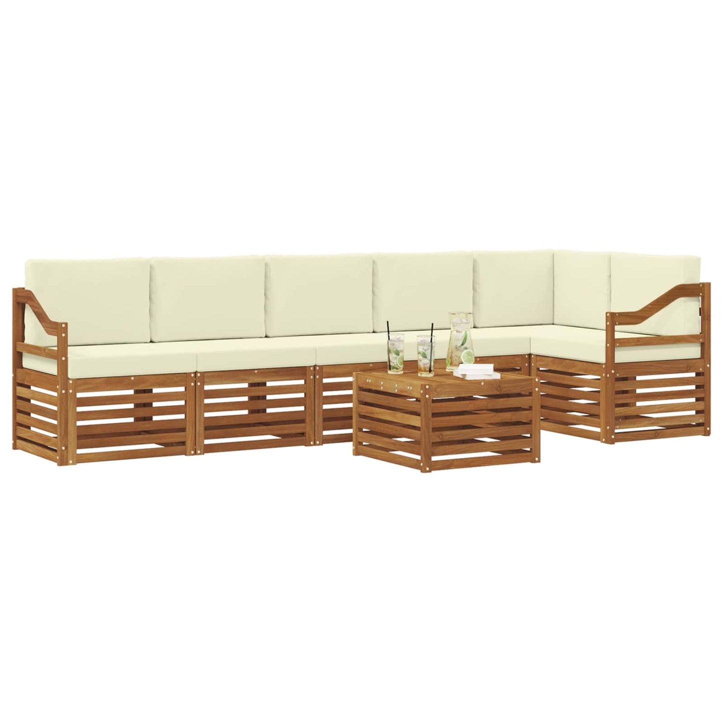 Set divano sezionale con cuscino 7 pcs Naturale e Crema