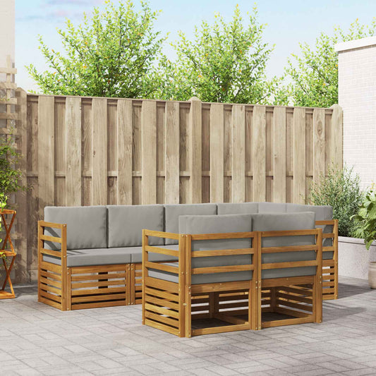 Set divano sezionale con cuscino 7 pcs Grigio Naturale e Chiaro